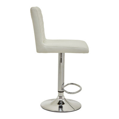 Baina White Leather Effect Adjustable Bar Chair with Chrome Round Base