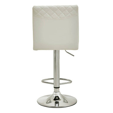 Baina White Leather Effect Adjustable Bar Chair with Chrome Round Base