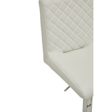 Baina White Leather Effect Adjustable Bar Chair with Chrome Round Base