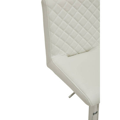 Baina White Leather Effect Adjustable Bar Chair with Chrome Round Base