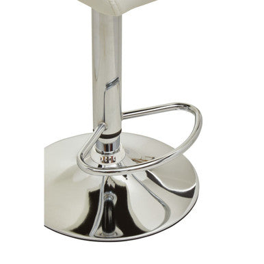 Baina White Leather Effect Adjustable Bar Chair with Chrome Round Base