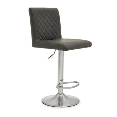 Baina Dark Grey Leather Effect Adjustable Bar Chair with Chrome Round Base