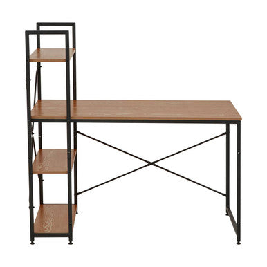 Laxton Wood Effect Desk with Shelves and Black Finish Frame