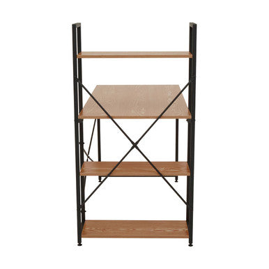 Laxton Wood Effect Desk with Shelves and Black Finish Frame