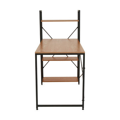 Laxton Wood Effect Desk with Shelves and Black Finish Frame