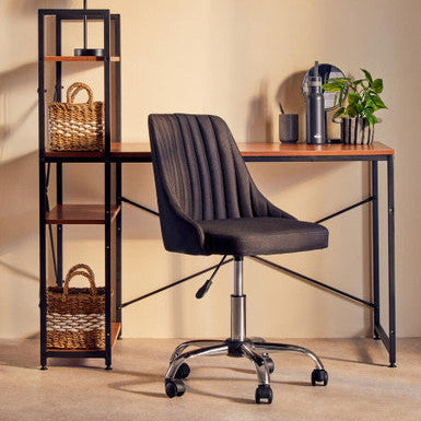 Laxton Wood Effect Desk with Shelves and Black Finish Frame