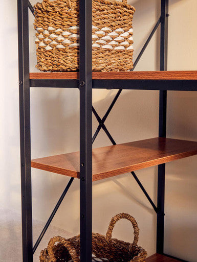Laxton Wood Effect Desk with Shelves and Black Finish Frame
