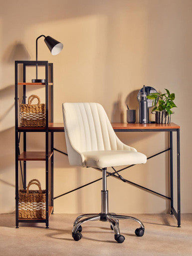 Laxton Wood Effect Desk with Shelves and Black Finish Frame