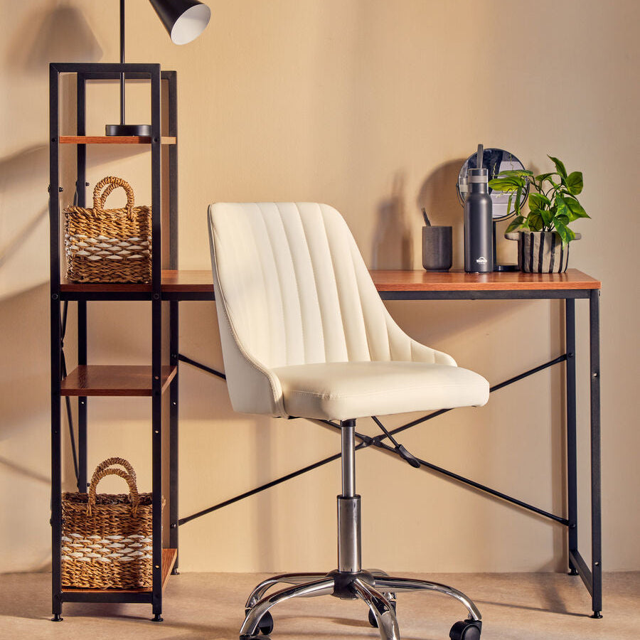 Laxton Wood Effect Desk with Shelves and Black Finish Frame
