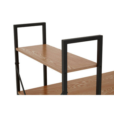 Laxton Wood Effect Desk with Shelves and Black Finish Frame