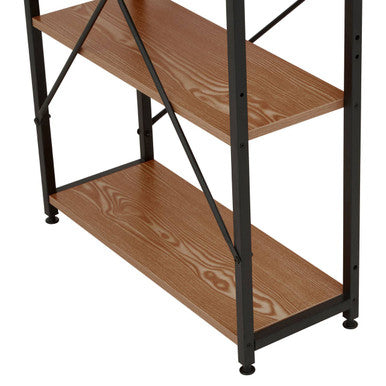 Laxton Wood Effect Desk with Shelves and Black Finish Frame