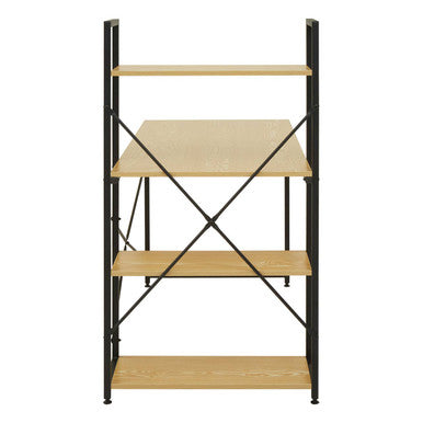 Laxton Light Oak Effect Desk with Shelves and Black Finish Frame