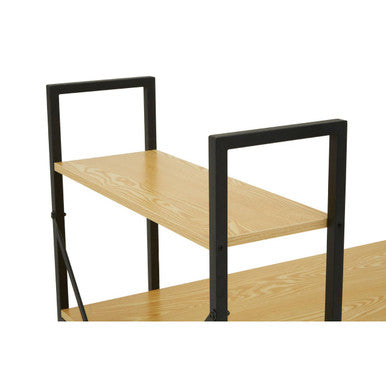 Laxton Light Oak Effect Desk with Shelves and Black Finish Frame