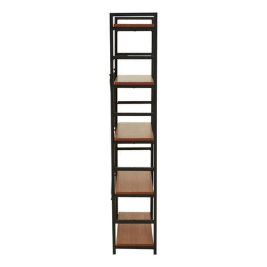 Laxton Wood Effect 5 Tier Small Shelf Unit with Black Finish Frame