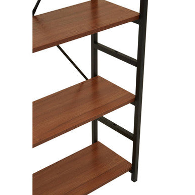 Laxton Wood Effect 5 Tier Small Shelf Unit with Black Finish Frame