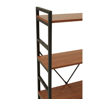 Laxton Wood Effect 5 Tier Small Shelf Unit with Black Finish Frame
