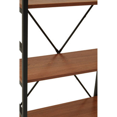 Laxton Wood Effect 5 Tier Small Shelf Unit with Black Finish Frame