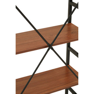 Laxton Wood Effect 5 Tier Small Shelf Unit with Black Finish Frame