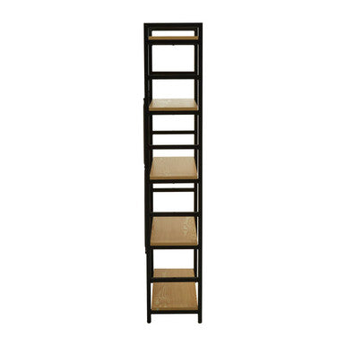 Laxton Light Oak Effect 5 Tier Small Shelf Unit with Black Finish Frame