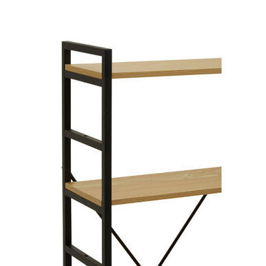 Laxton Light Oak Effect 5 Tier Small Shelf Unit with Black Finish Frame