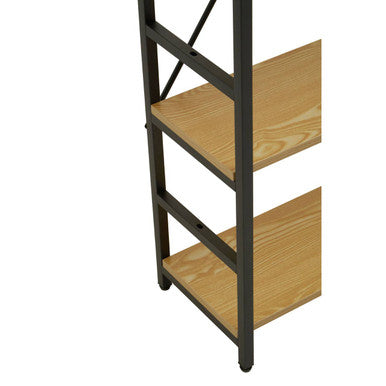 Laxton Light Oak Effect 5 Tier Small Shelf Unit with Black Finish Frame