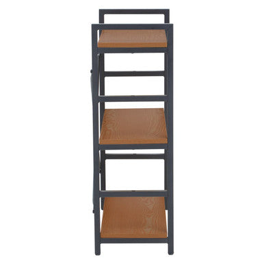 Laxton Wood Effect 3 Tier Small Shelf Unit with Black Finish Frame