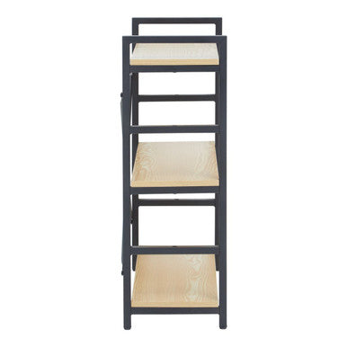 Laxton Light Oak Effect 3 Tier Small Shelf Unit with Black Finish Frame