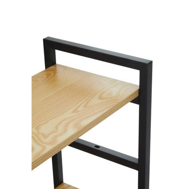 Laxton Light Oak Effect 3 Tier Small Shelf Unit with Black Finish Frame