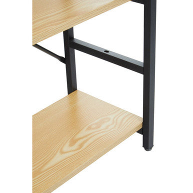 Laxton Light Oak Effect 3 Tier Small Shelf Unit with Black Finish Frame