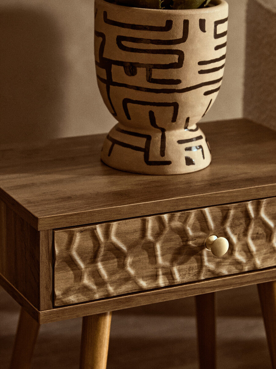 Frida Wood Effect 1 Drawer Bedside Table