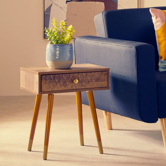Frida Wood Effect 1 Drawer Bedside Table