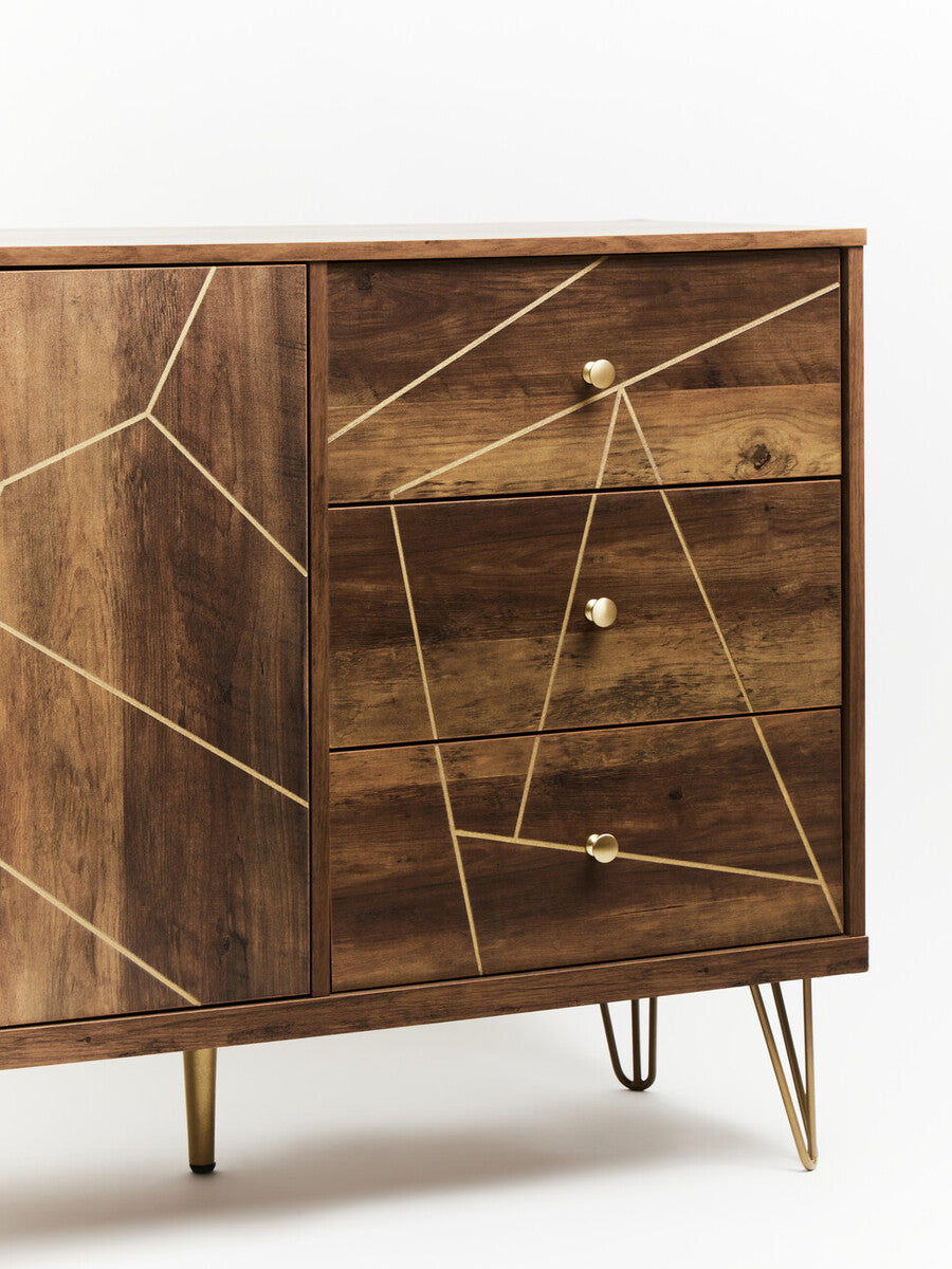 Flori Wood Effect 2 Door and 3 Drawer Sideboard