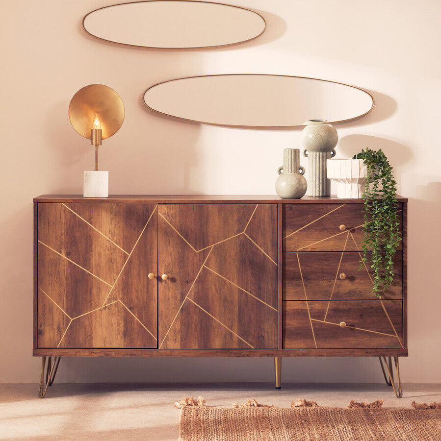 Flori Wood Effect 2 Door and 3 Drawer Sideboard