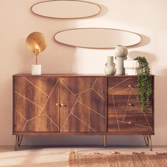 Wood Effect 2 Door and 3 Drawer Sideboard