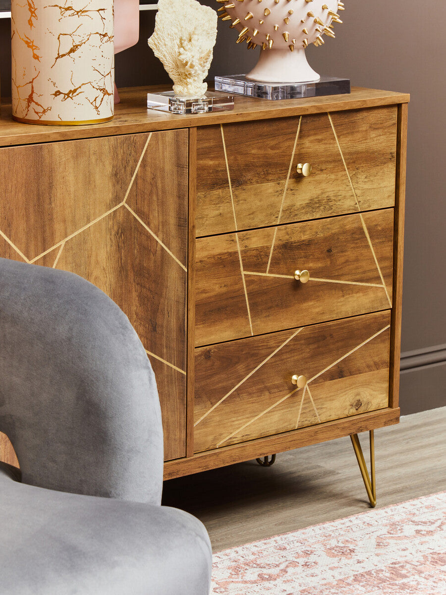 Flori Wood Effect 2 Door and 3 Drawer Sideboard
