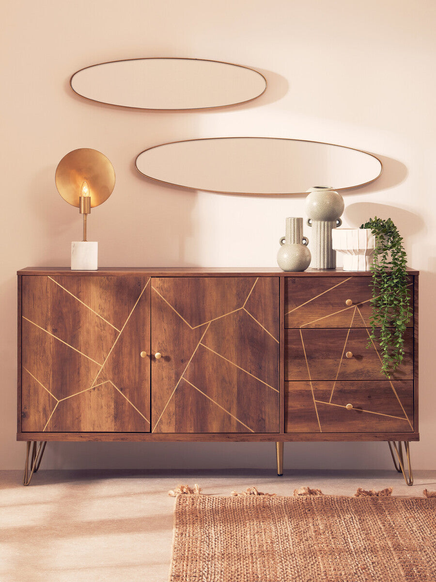 Flori Wood Effect 2 Door and 3 Drawer Sideboard