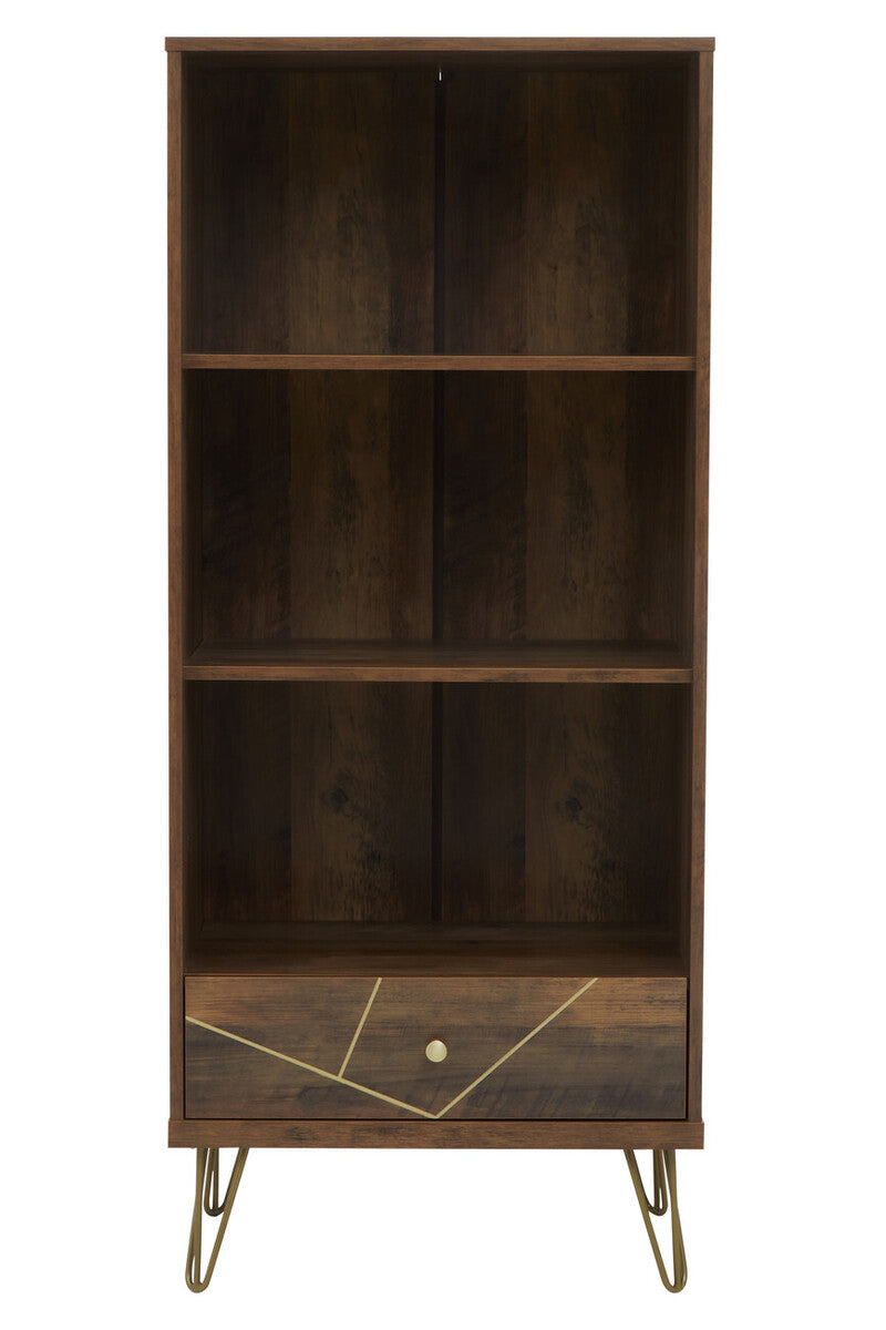 Flori Wood Effect 3 Tier Shelf Unit with Drawer