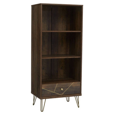 Flori Wood Effect 3 Tier Shelf Unit with Drawer