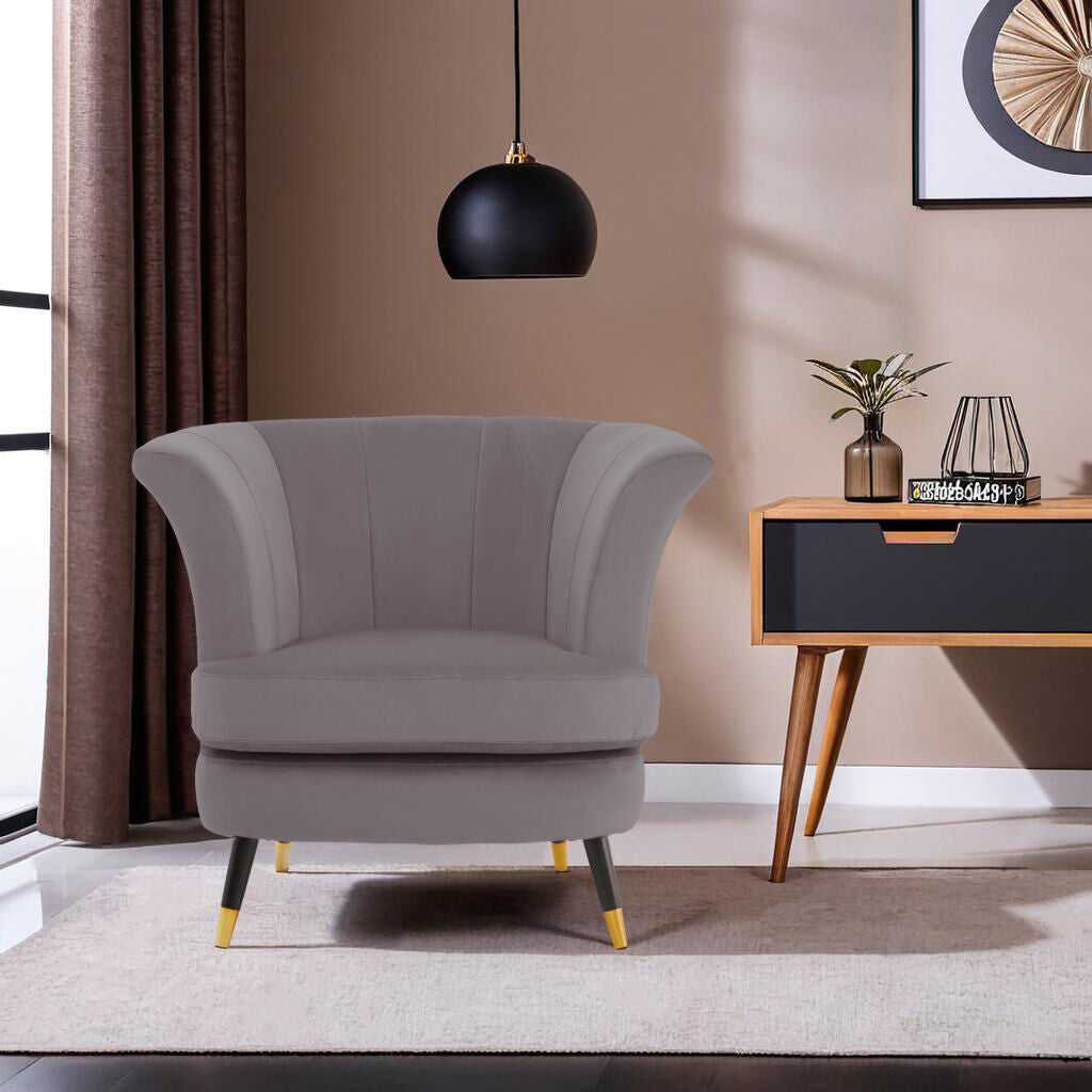 Loretta Mink Velvet Curved Chair