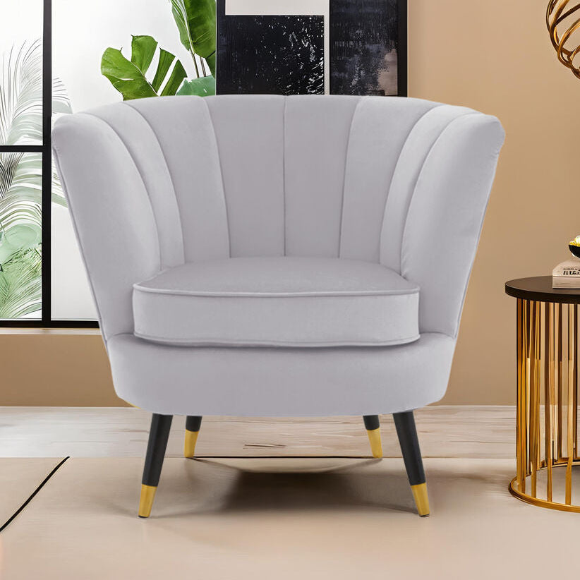 Loretta Grey Velvet Shell Accent Chair