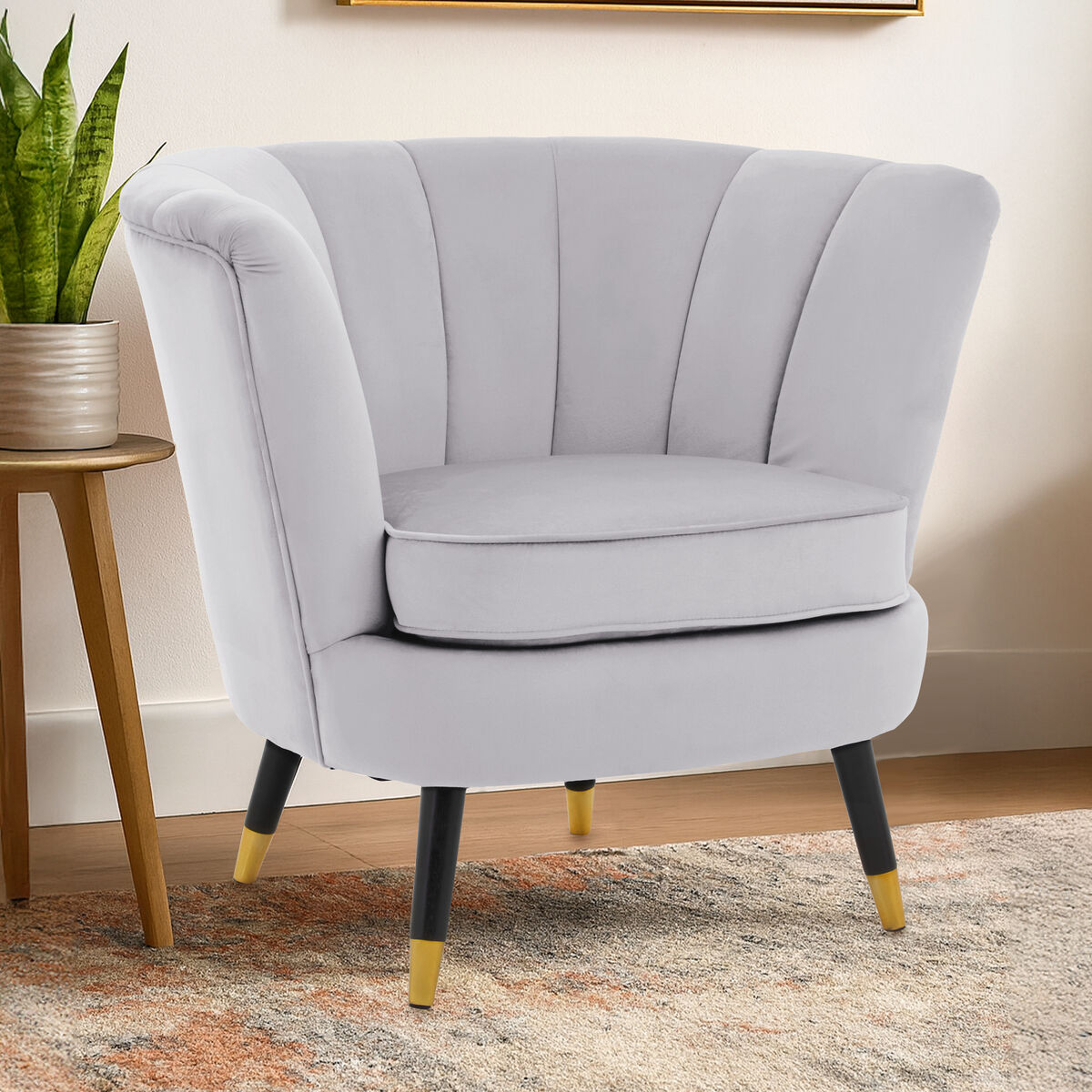 Loretta Grey Velvet Shell Accent Chair