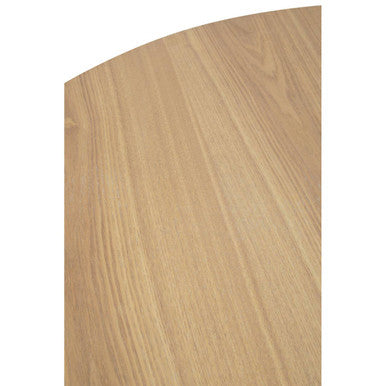 Salford Natural Wood Veneer Round Dining Table with Black Finish Legs