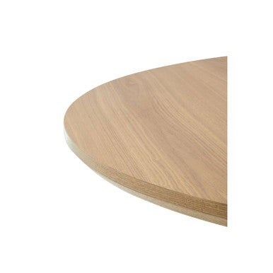 Salford Natural Wood Veneer Round Dining Table with Black Finish Legs