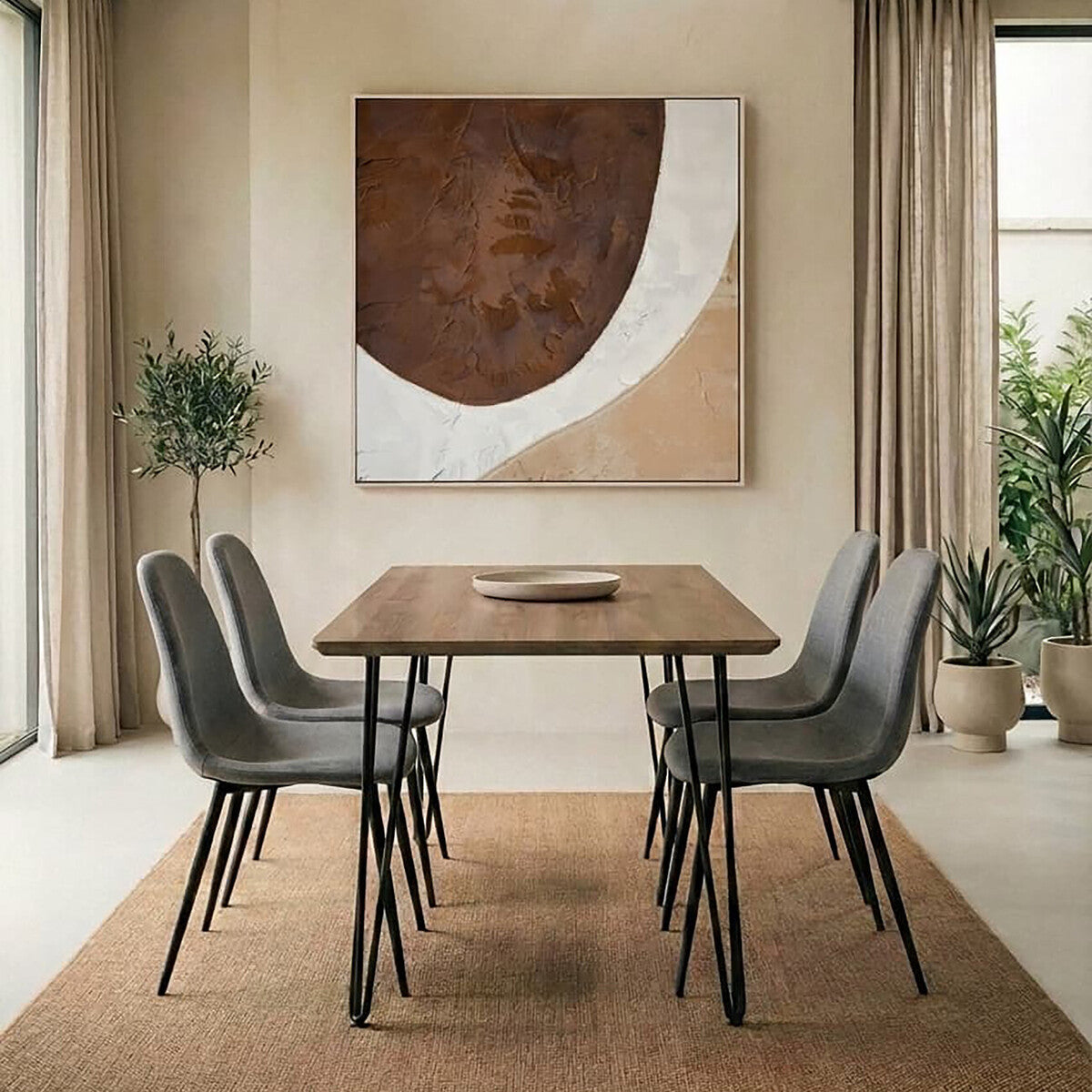 Salford Grey Fabric Dining Chair with Metal Legs