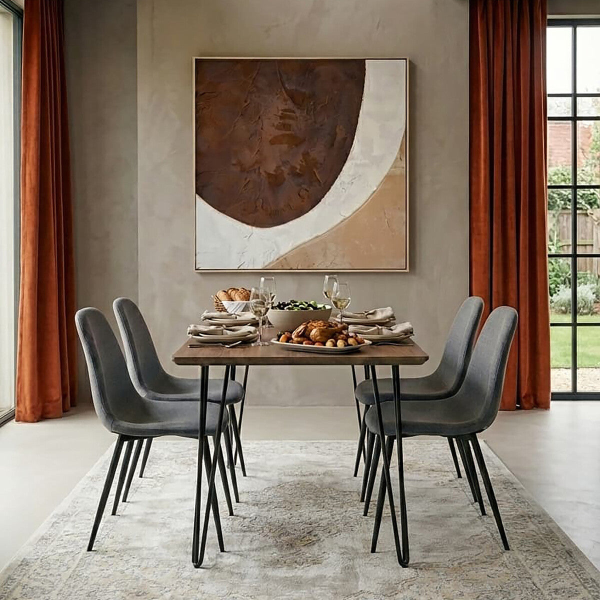 Salford Grey Fabric Dining Chair with Metal Legs