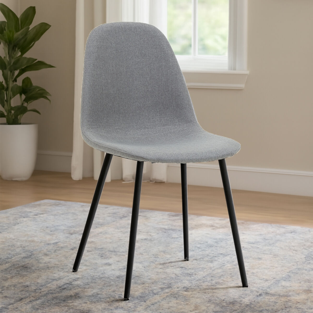 Salford Mink Fabric Dining Chair with Black Finish Legs