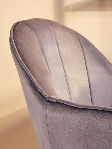 Brent Grey Velvet Home Office Chair with Gold Finish Base