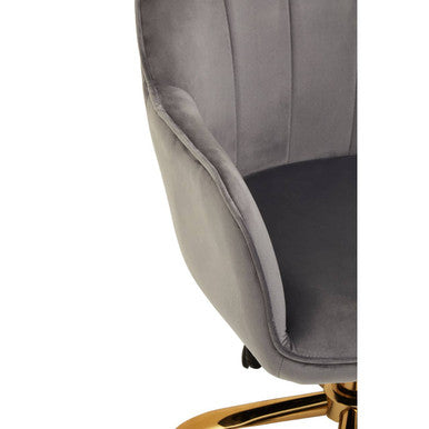 Brent Grey Velvet Home Office Chair with Gold Finish Base