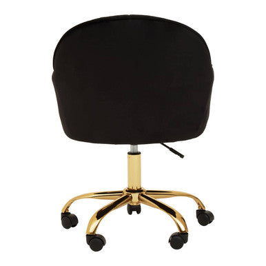Brent Black Velvet Home Office Chair with Gold Finish Base
