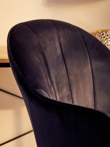 Brent Black Velvet Home Office Chair with Gold Finish Base